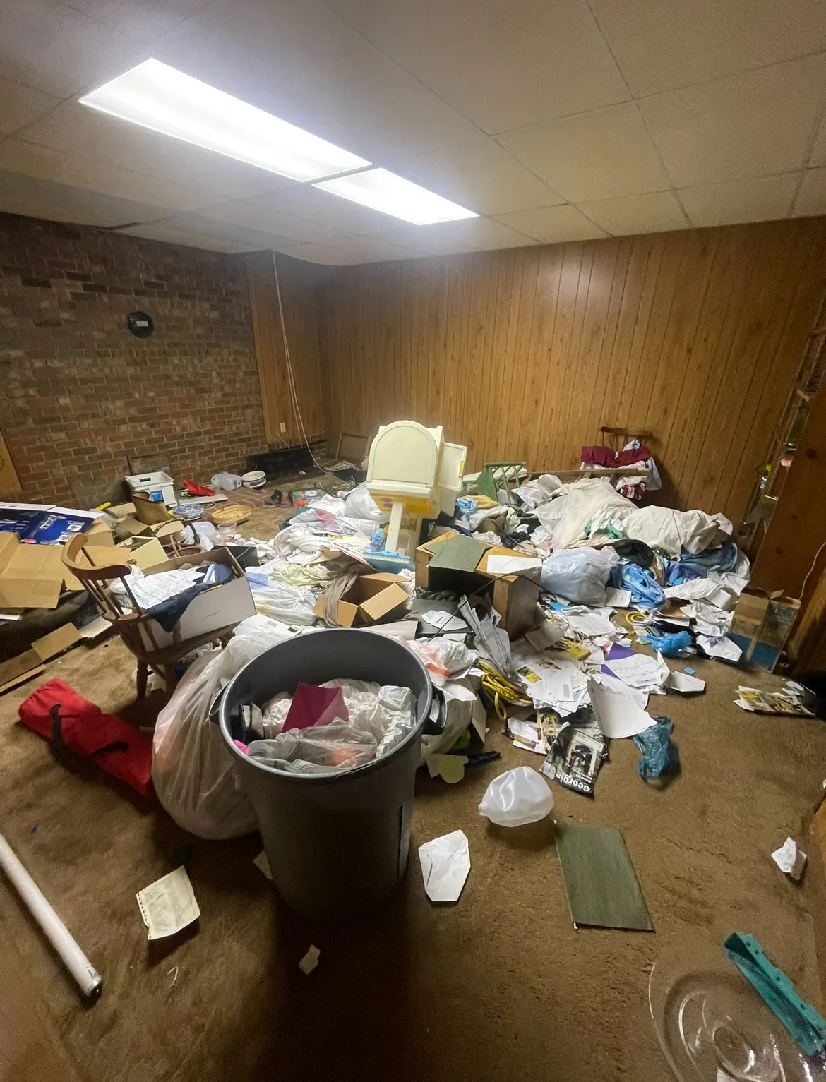 Room mess left by messy tenants before junk removal
